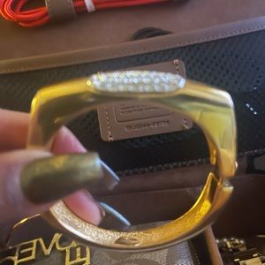 Givenchy 1977 Bangle Cuff Cuff Gold Rhodium-plated Rhinestone Vintage as new